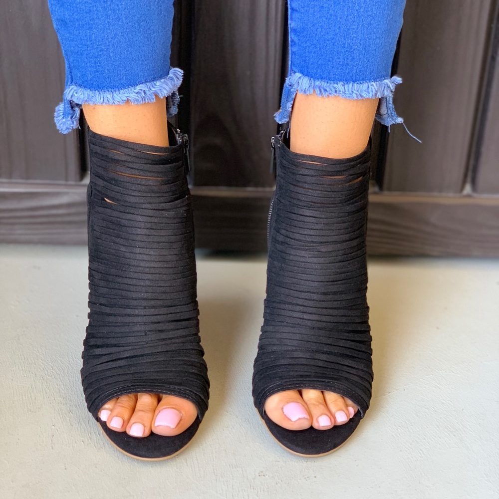 Fierce Strappy Block Heel Peep Toe Bootie - Picture 2 of 8
